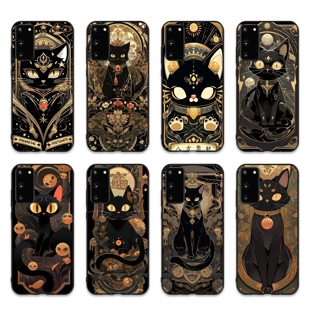 Tarot Mystery Totem Cat Phone Case For Samsung S 20 21 22 23 plus Ultra for Redmi Note 8 9 10 11 for Huawei Y 5 6 9