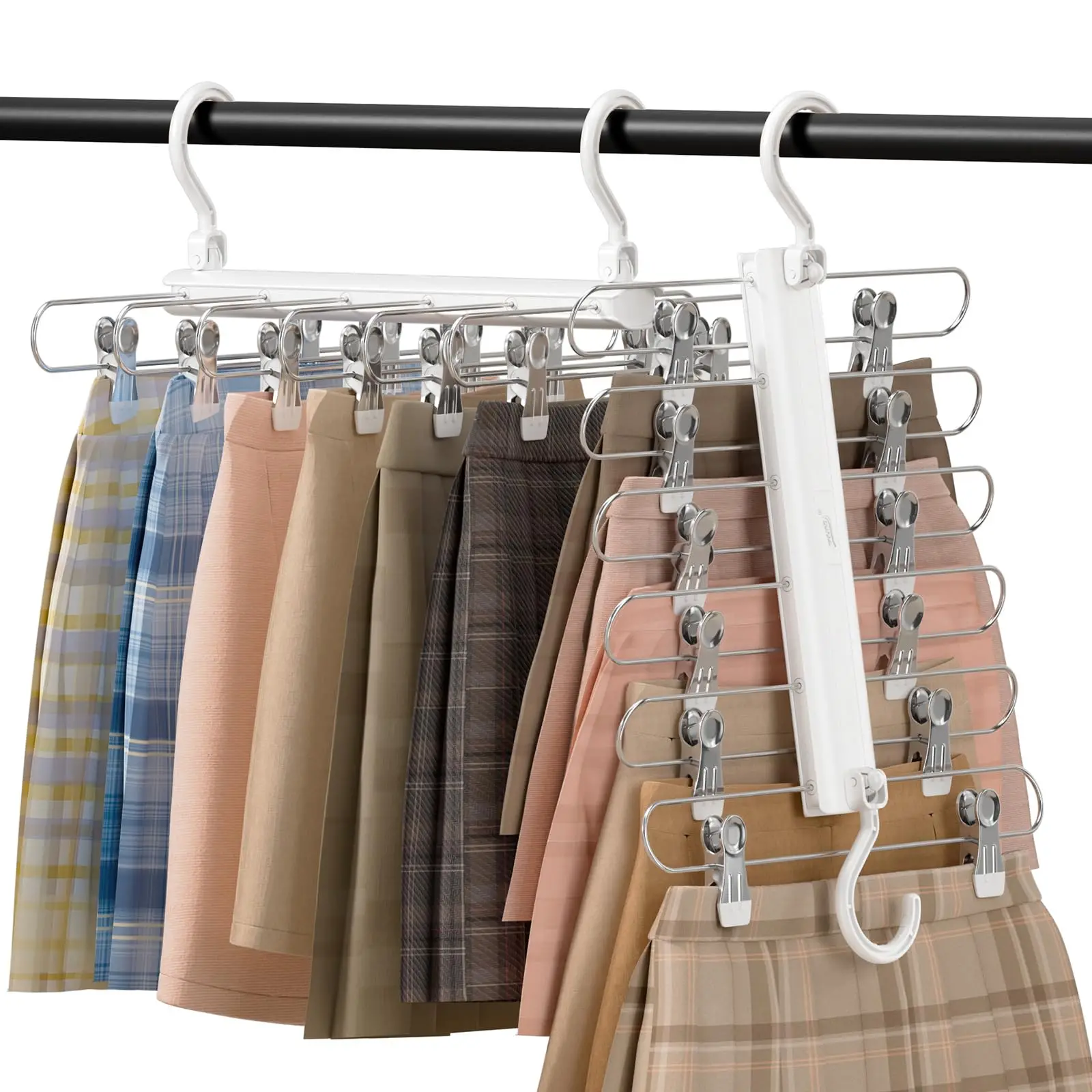 

TAILI Skirt Hangers Space Saving, Pants Hangers with Clips, Women Space Saving Skirt Hangers, Clothes Hangers Space Saver