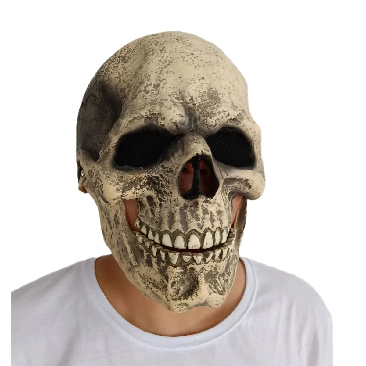 قناع الفك المتحرك، غطاء رأس من اللاتكس قابل للتنفس، خوذة جمجمة للرأس بالكامل، قناع جمجمة مريح للزينة الخارجية لحفلات الهالوين