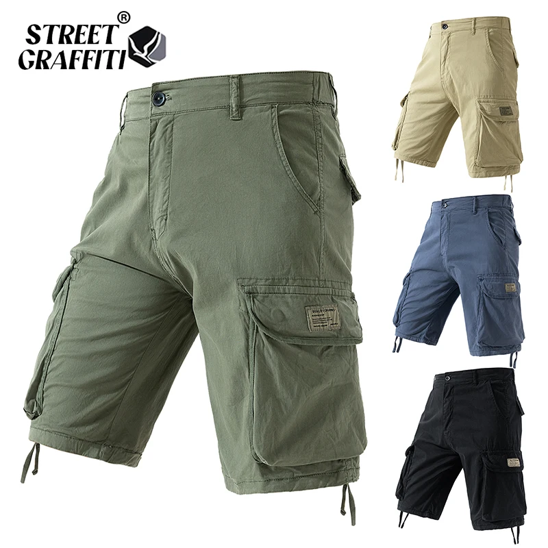 

2025 Summer Men's Casual Plus Size Work Shorts Loose Straight Multi-Bag American Cost-Effective Cotton Pants