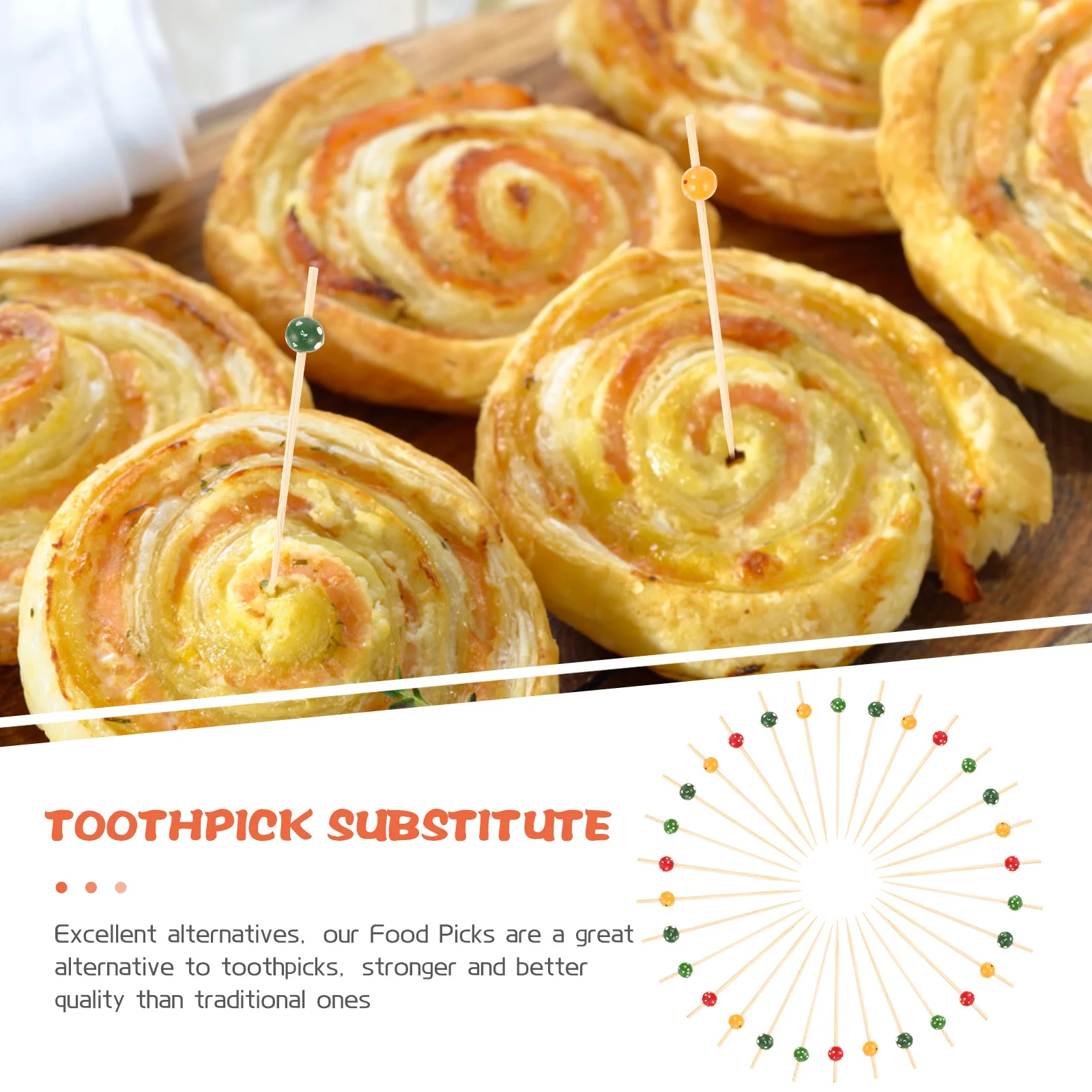 

100Pcs Disposable Bamboo Cocktail Picks Food Snack Sticks Party Fruit Forks Decorative Supplies Cocktail Picks