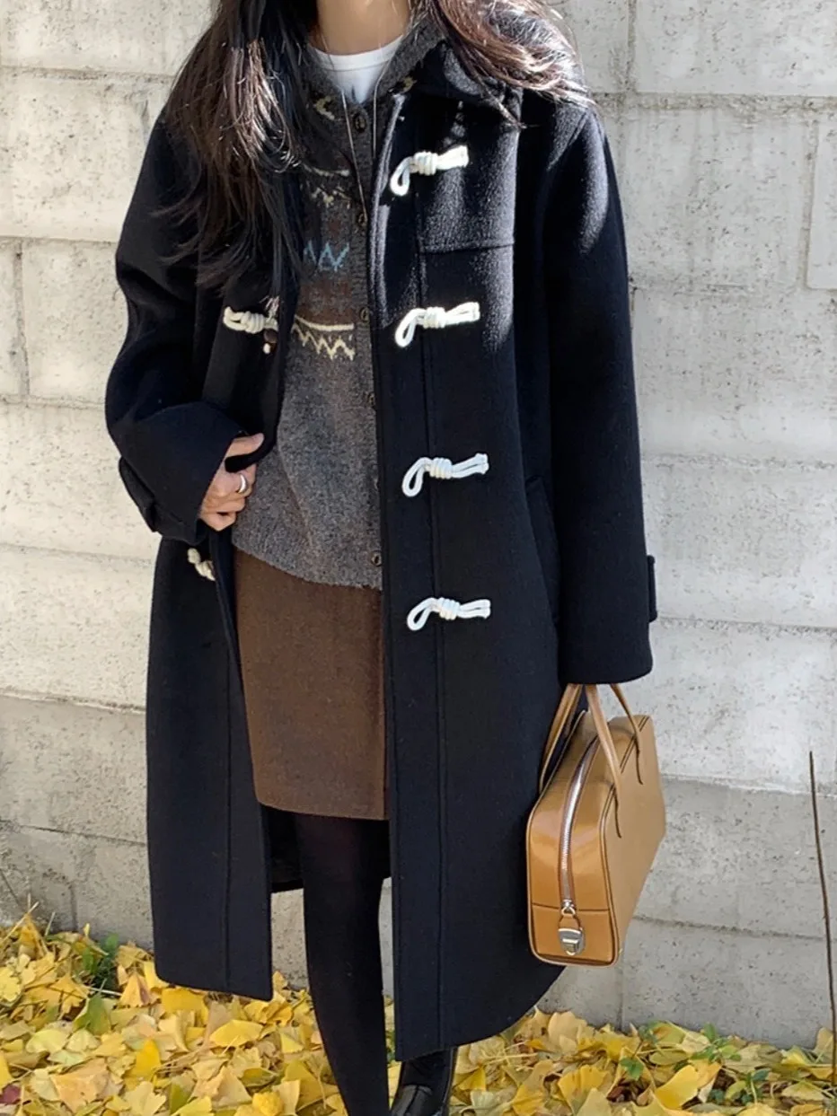 Winter Nieuwe Sle Chic Katoen Toegevoegde Wollen Jas Dames Kraag Opstaande Lengte Middellang Trendy College Sle Claxon