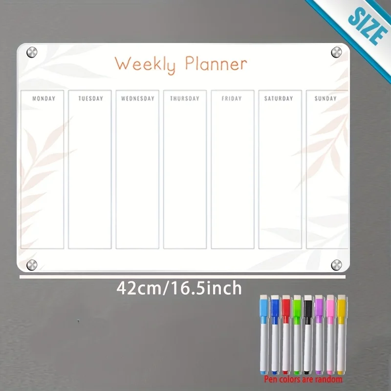 Magnetic Weekly Planner - Fridge & Office Wall Calendar with Markers, Monday to Sunday Schedules, Design for Home & Workplace