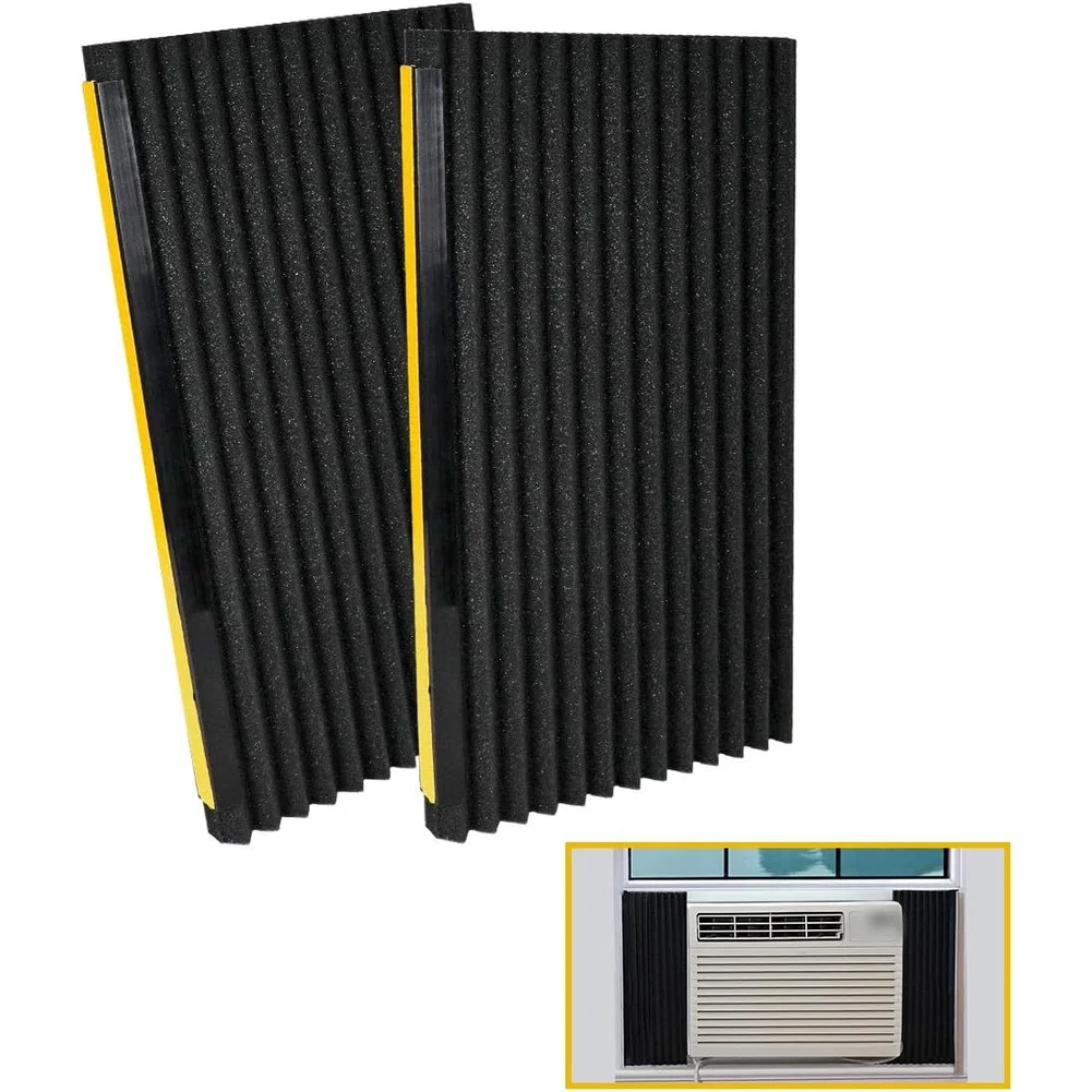 2パック-ウィンドウエアコンサイドパネル-フォーム断熱キット-エアコン隙間用-17x9インチ-ブラックまたはホワイト-省エネシール