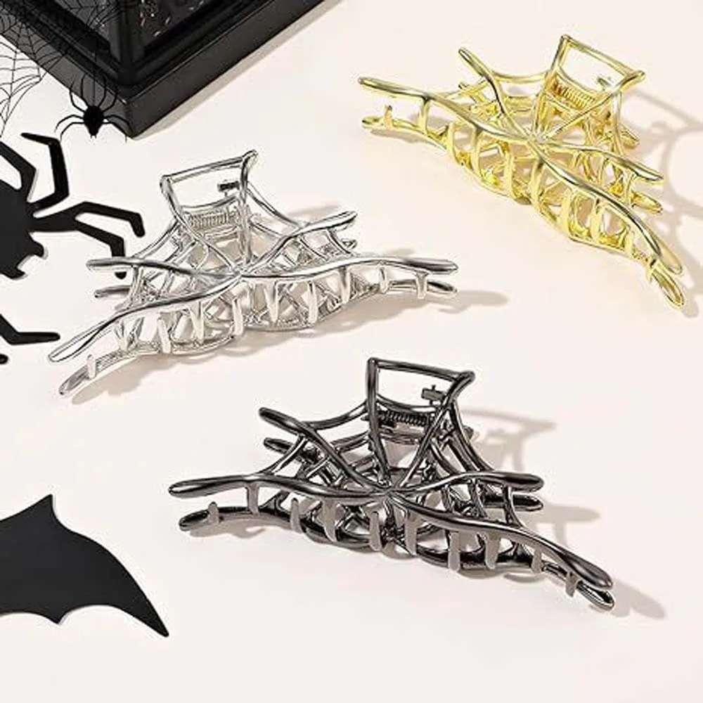 

Fashion Alloy Spider Shark Clip Hollow Soild Color Halloween Hair Claw Punk Cosplay Metal Hair Clip Work