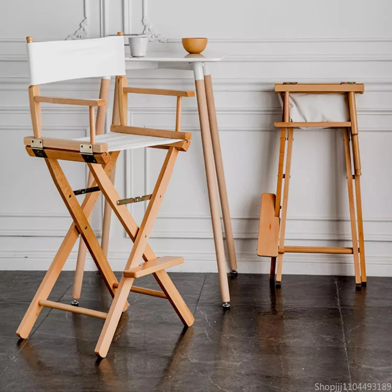 

Складной барный стул из цельного дерева, пляжный стул с высокой спинкой, уличный полотняный стул для кемпинга, компактная мебель, садовая мебель