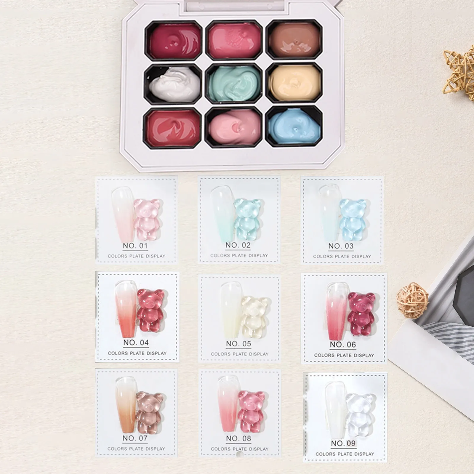 

9-square mini patting gel (random color with accessories included) Nail Art concealer patting gel Covering free line gradient co