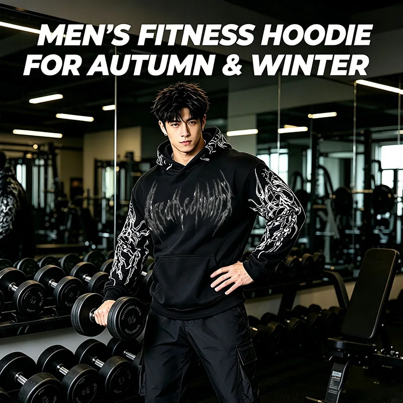 2026 Model Men's Hooded Sweatshirt with 3D Skull Print for Autumn/winter Street Punk Sportswear Comfortable for Fitness Exercise