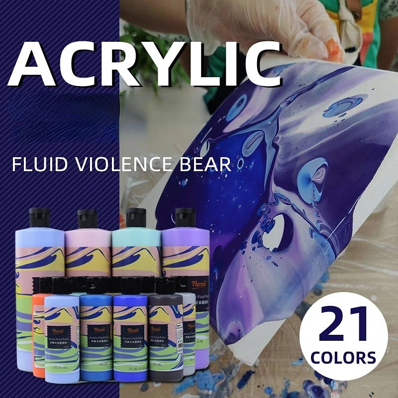 120/500ML Propylene Fluid Painting Pigment Children's Intelligence Handmade Creative DIY Violent Bear Cell Painting Tool