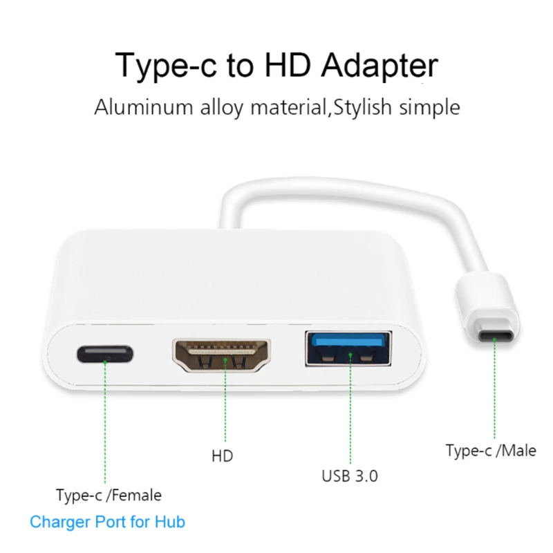 HUB USB typu C do kabla kompatybilnego z HDMI 4K konwerter Adapter typu C do HD-MI/USB 3.0/typ C do komputera PC Laptop MacBook Huawei Mate 30