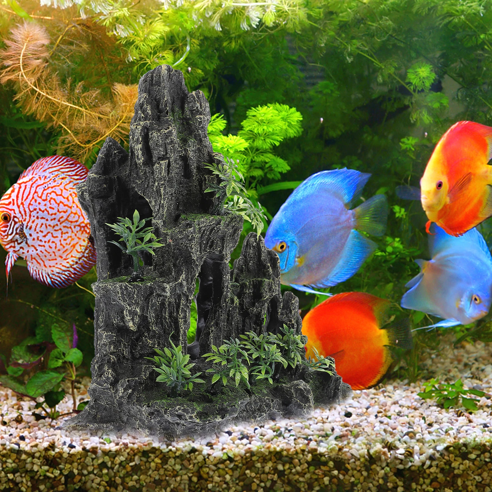 

Artificial Hill Statue Aquarium Resin Decorations Fish Tank L scaping Decor Rockery namentPet Supplies Lightweight Compact