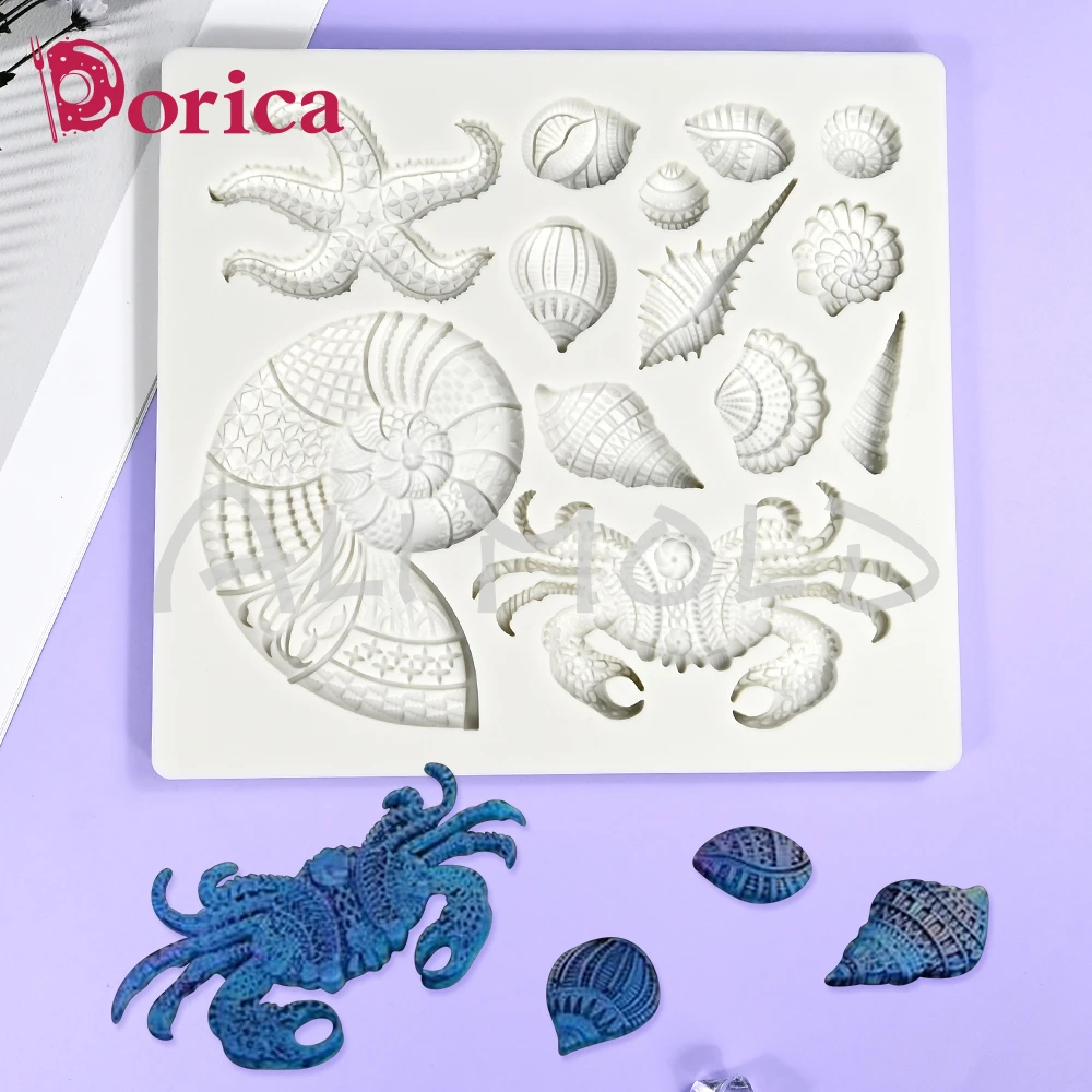 3D Shell/Crab/Starfish Relief Fondant Silicone Mold Chocolate Cake Mould DIY Home Decorating Tools Model Cake Baking Accessories