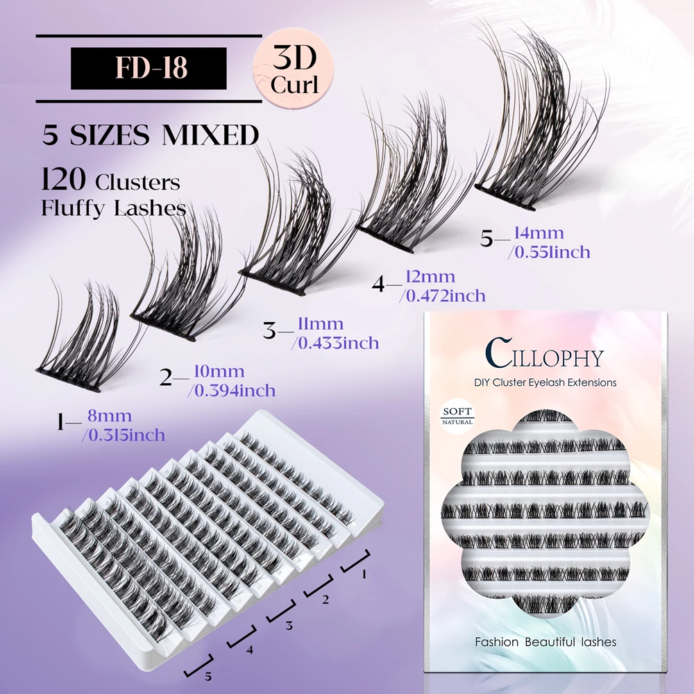 CILLOPHY القط العين كاذبة رمش تمديد DIY بها بنفسك لاش سلسلة رقيق لينة وسهلة التشغيل الرموش تمديد حزمة ماكياج أداة