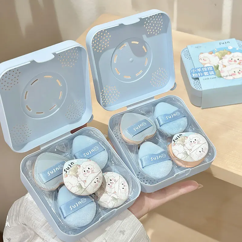 

5-Pack Lamb Baa Thumb Flocking Puff Set - Soft Skin-Friendly Air Cushion Puffs for Concealer Brightening & Daily Flawless Makeup