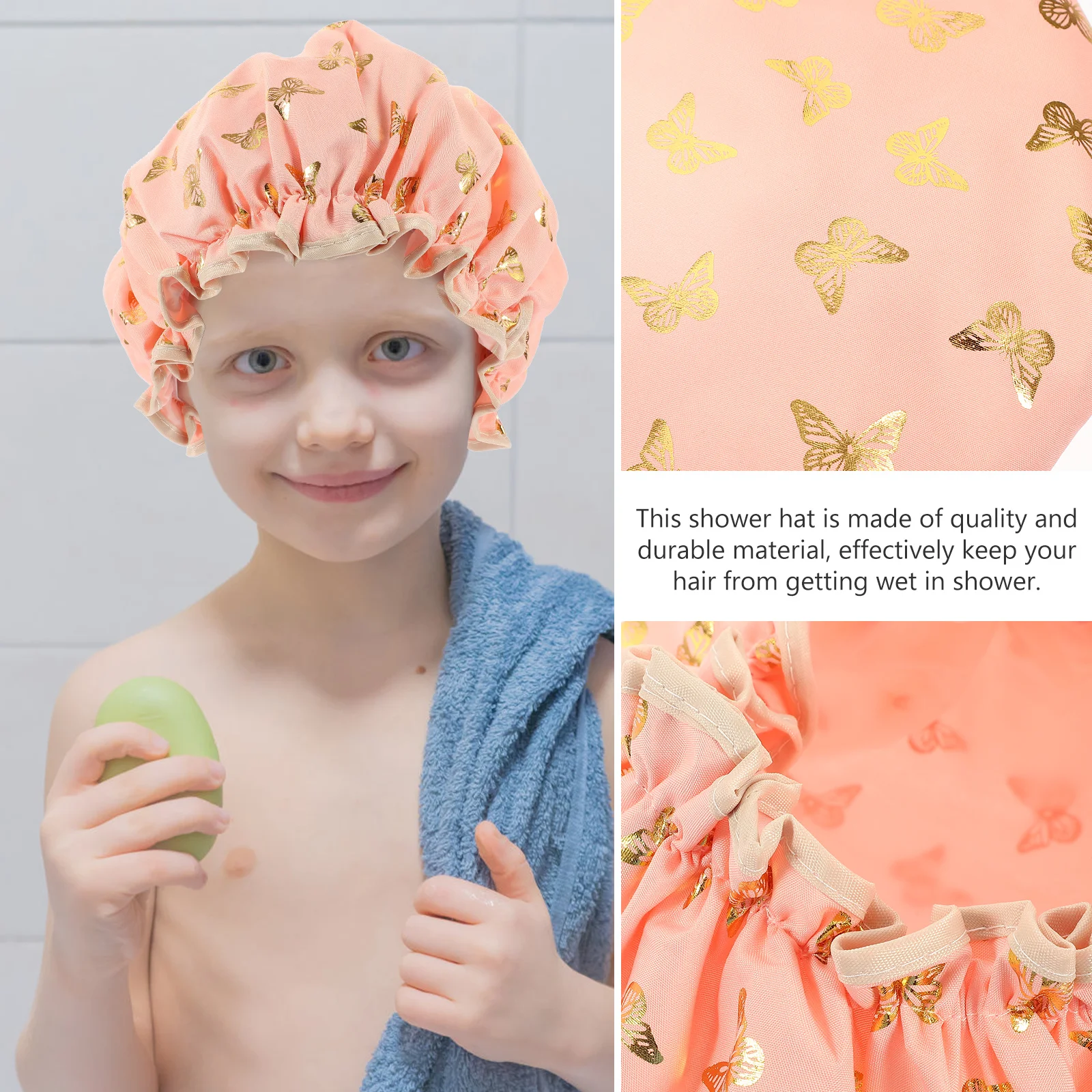 3 قطع من قبعة الاستحمام المقاومة للماء للأطفال، قبعة حمام ناعمة قابلة لإعادة الاستخدام وقابلة للطي للأطفال أثناء السفر وحماية الشعر الأساسية #4