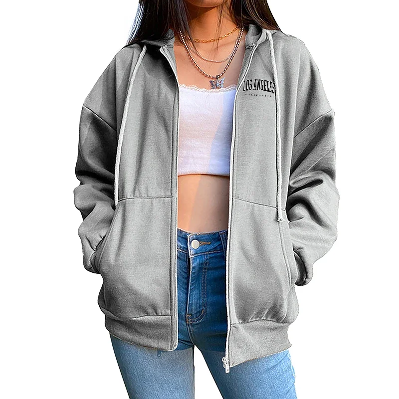 Womens Sweatshirt Printing Casual Versatile Coat Zipper Cardigan Fashion Hoodie Fitness Sport Jogging Lady Top Street Clothing