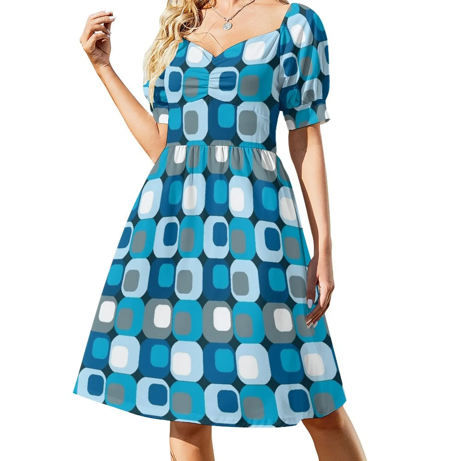 

Retro Mod Blue Abstract Dress beach dress sexy short dresses daring dresses for womens Elegant gowns