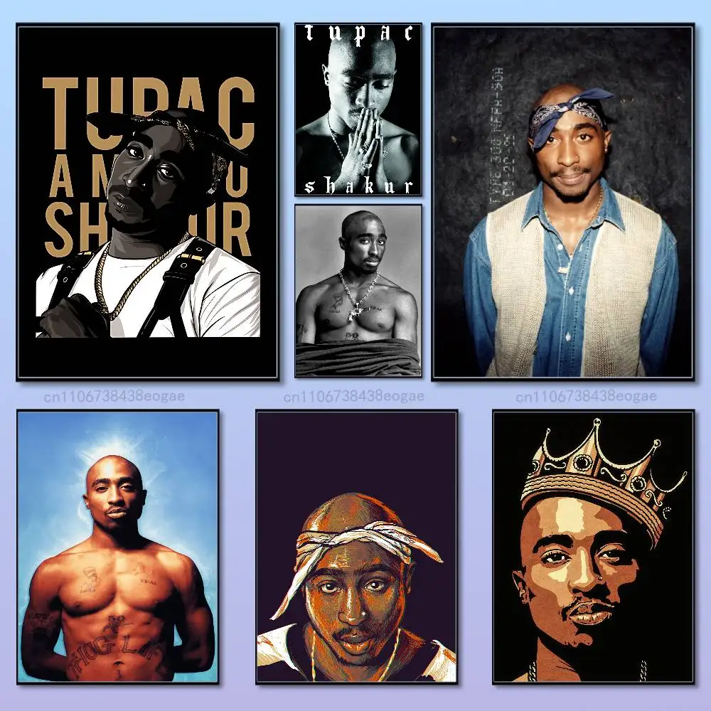 

Rapper T-Tupac S-Shakur Cool Poster HD Art Sticky Wall Aesthetic Decoration Waterproof Film Room Home Bar Cafe Decor