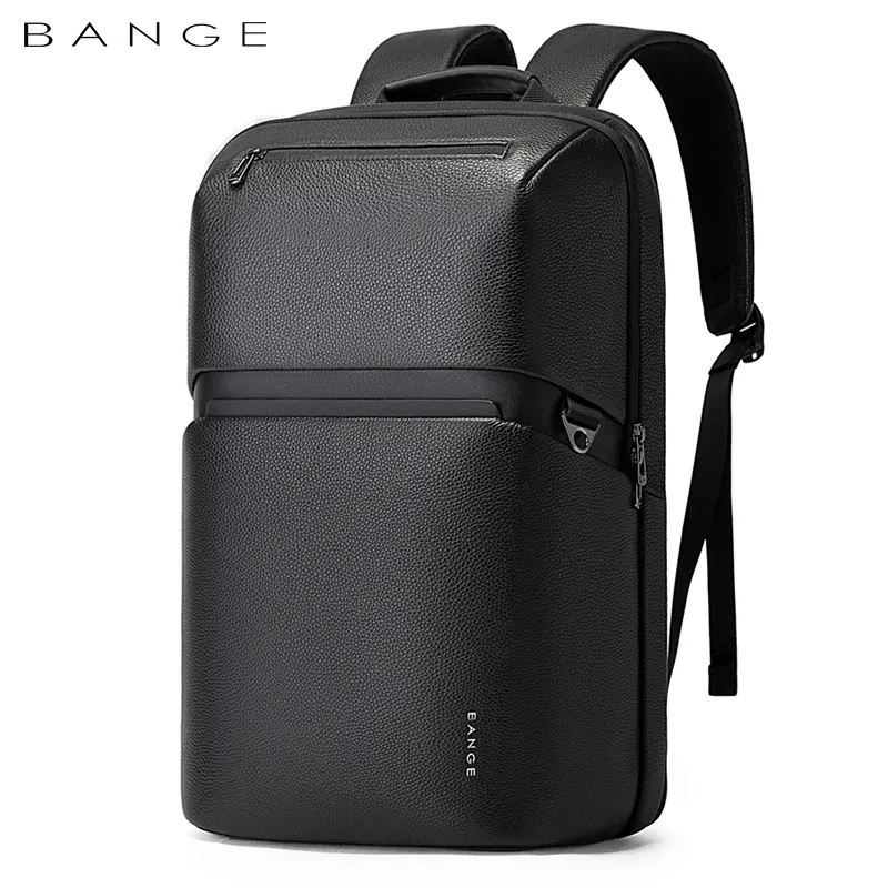 

BANGE Leather Backpack Men Business Backpack Laptop 15.6 Inch Computer Bag Large Capacity Bag Male Backpack Fashion