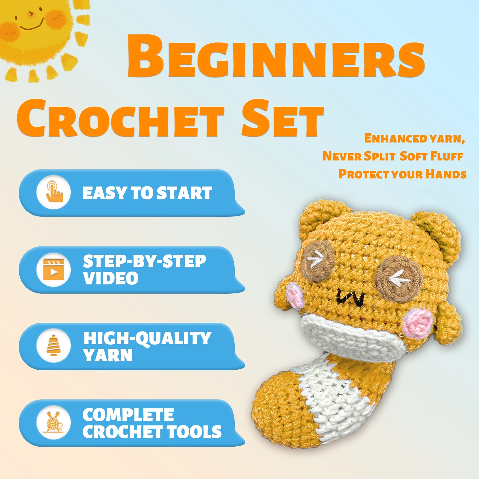 YAMAXIN Beginner Crochet Kit - Bear Tail Theme DIY Craft Tool Set Easy Knitting Arts & Crafts Project - view 5