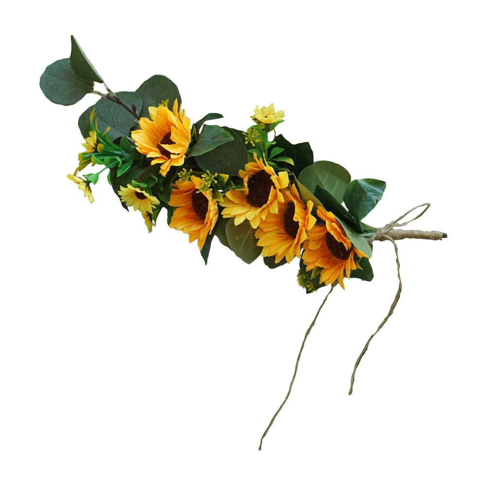 

Artificial Silk Sunflower Chair Back Decor Faux Flowers European Style Wedding Party Decoration Realistic Details