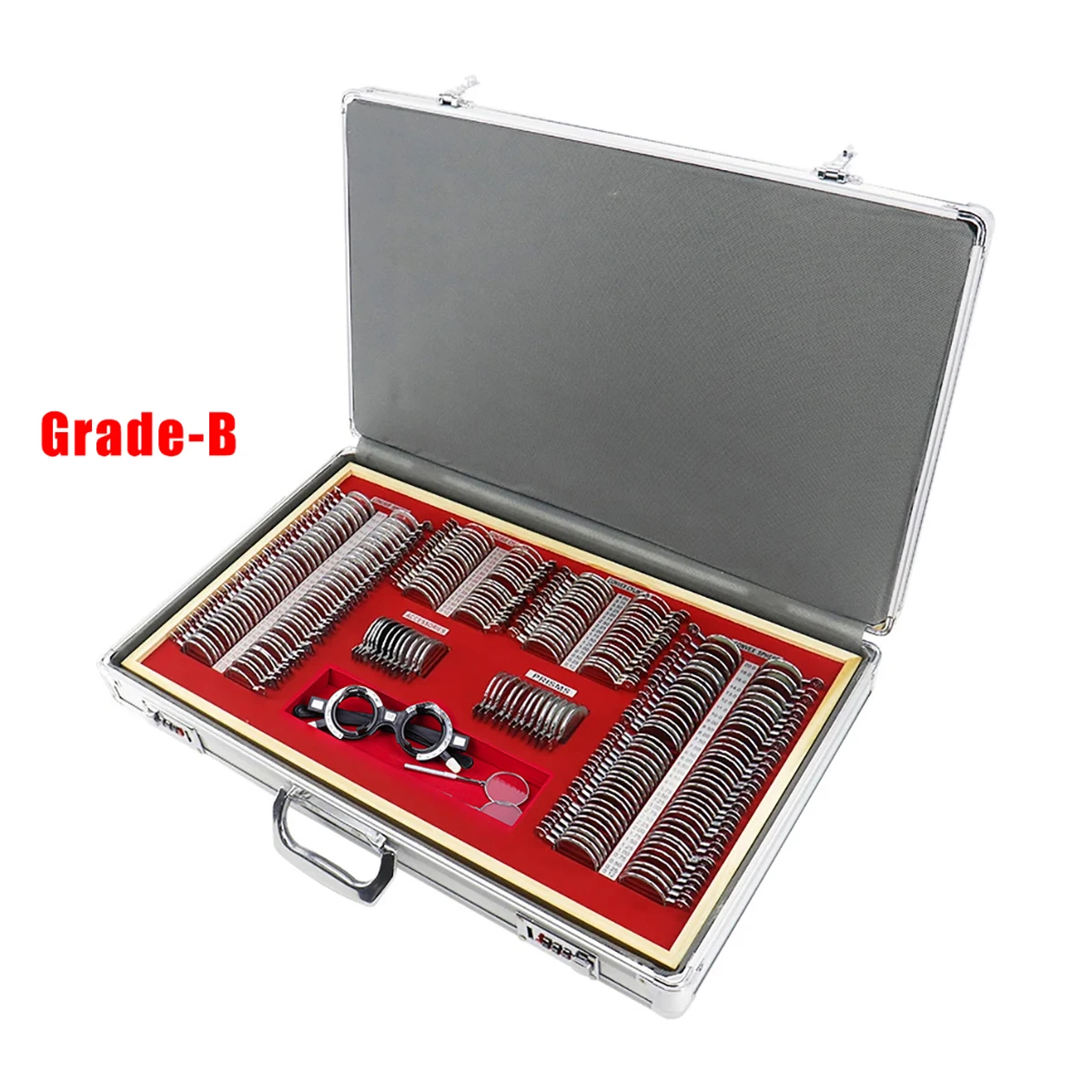 LINK 266 Stuks Optische Lens Hoge Kwaliteit Optometrie Proefmontuurset Plastic Ring Proeflensset Aluminium Koffer Graad A/B
