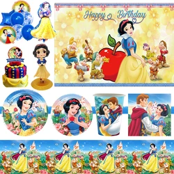 Disney Princess Snow White Theme Birthday Party Decoration Supplies Disposable Cutlery Balloon Background Baby Shower Kid Gift