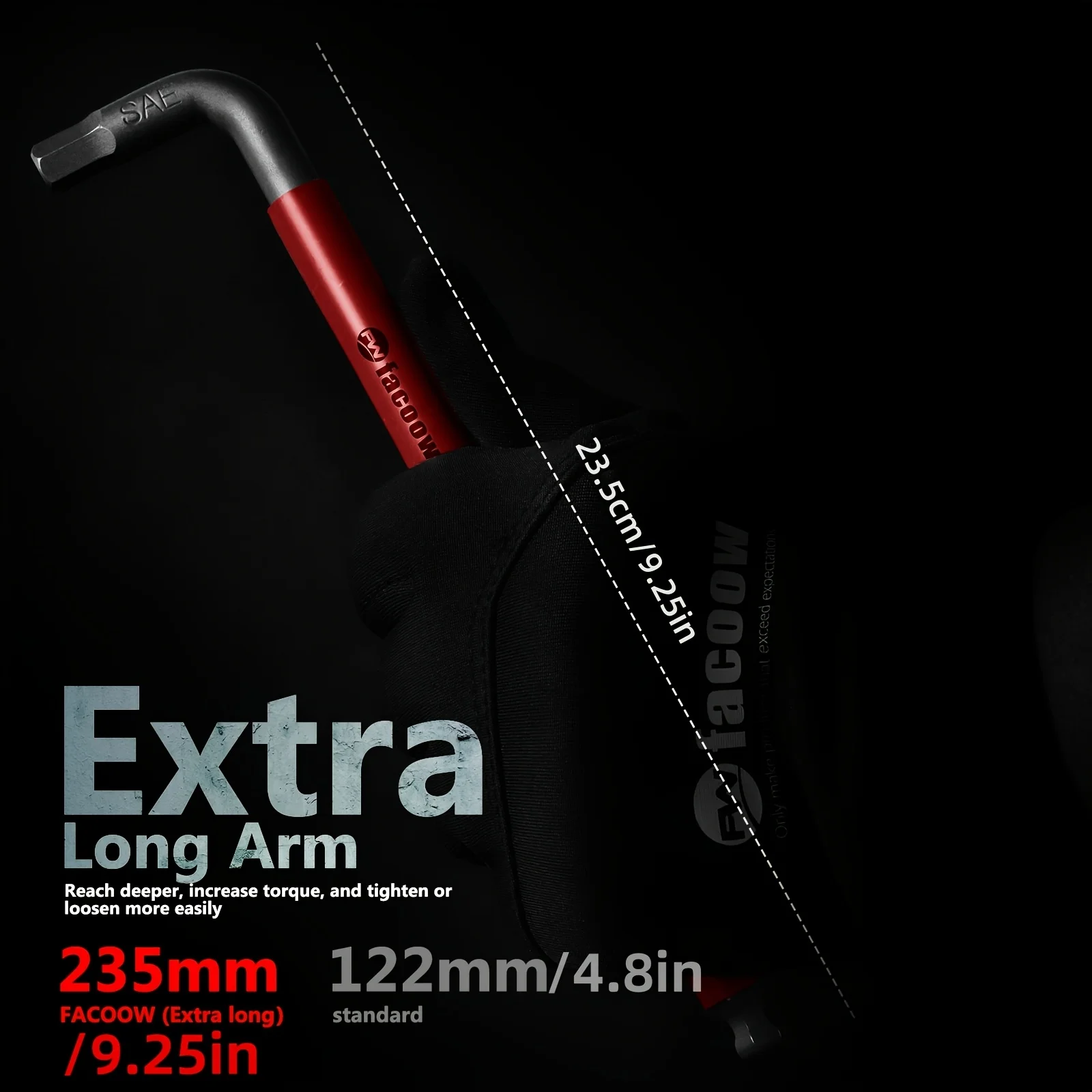 26 قطعة من مجموعات مفاتيح ألين، مجموعة مفاتيح سداسية متري وSAE، مجموعات مفاتيح ألين شديدة التحمل بذراع طويلة جدًا، مفاتيح سداسية ذات نهاية كروية، سلكية ملونة