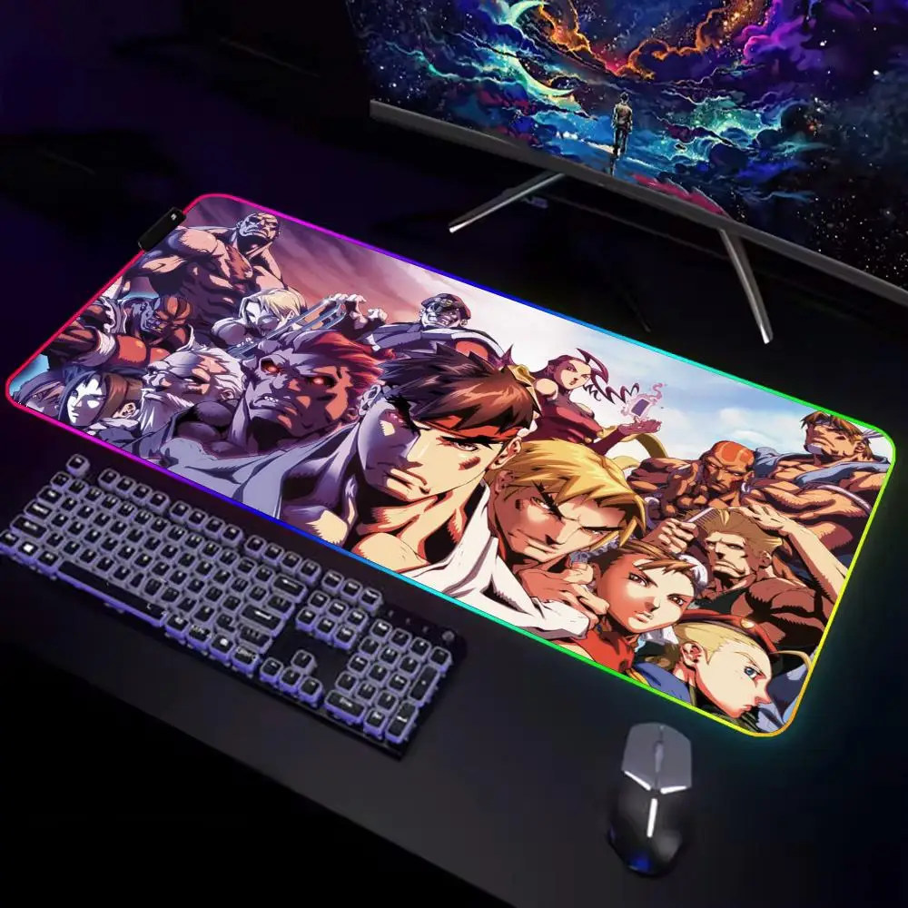 

Street Fighter Mouse Pad Gamer Rgb Desk Mat Back Light Led Mousepad Setup Gaming Accessories Deskmat Big Mousepepad Backlight