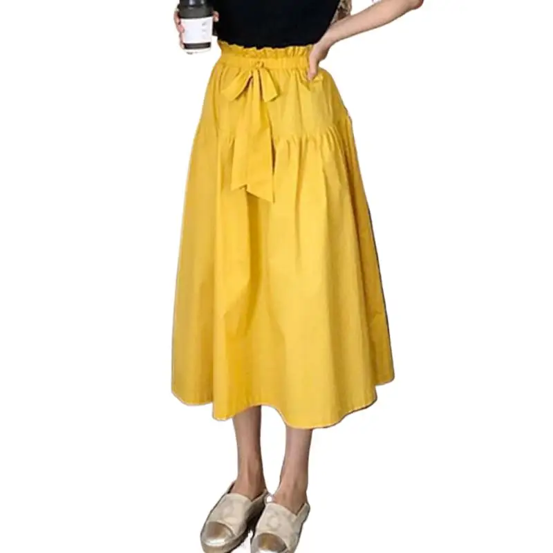Brand Women Elegant Spring Autumn cotton linen skirts Plus size 6XL 7XL pink purple candy color Summer maxi long skirts vestidos