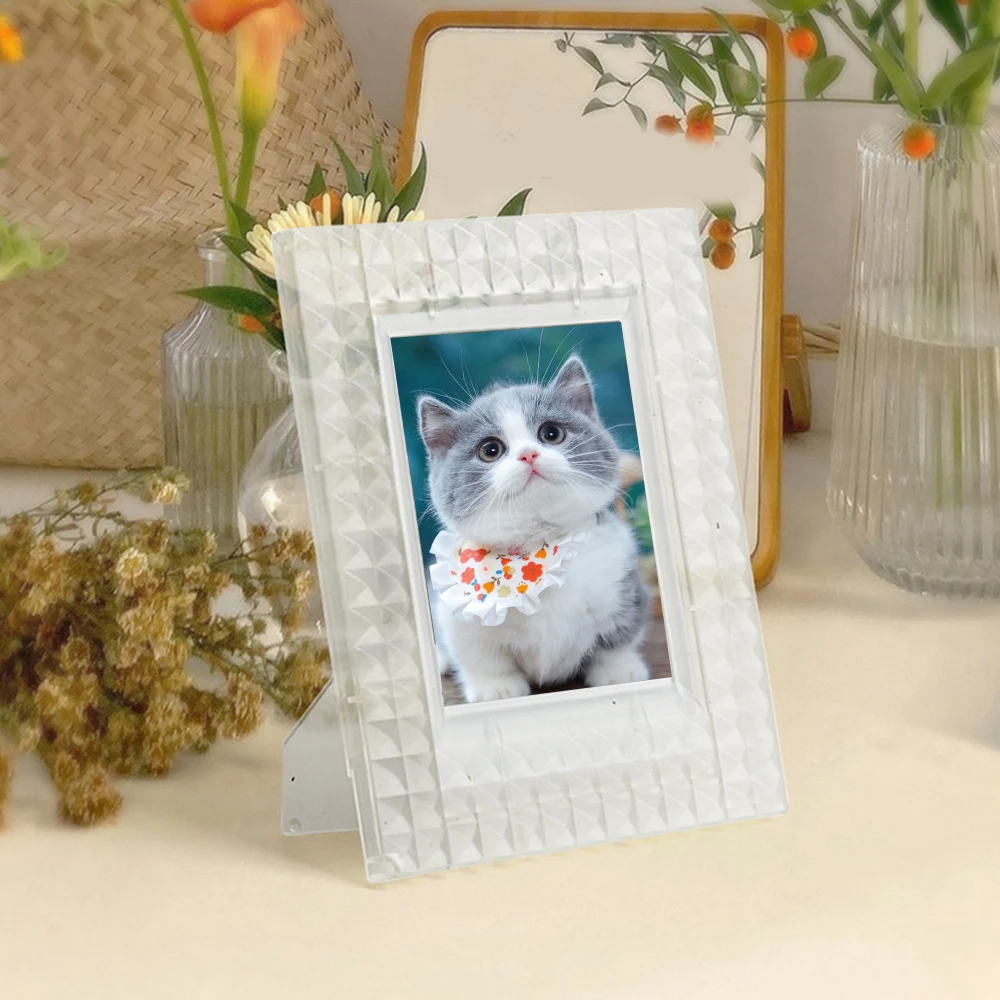 3 Inch Mini Photo Frame Rivet Pattern Colorful Picture Display Stand Picture Frame Desktop Decor Album Idol Photocard Holder INS