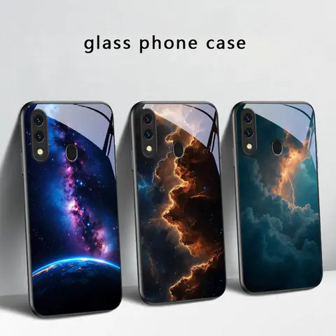 Capa de vidro para celular Samsung Galaxy A30 A31 A32 A33 A34 A35 A42 A30s A20 A25 A26 A51 A56 A54 A72 A73 A70 na cor laranja dourado vibrante.