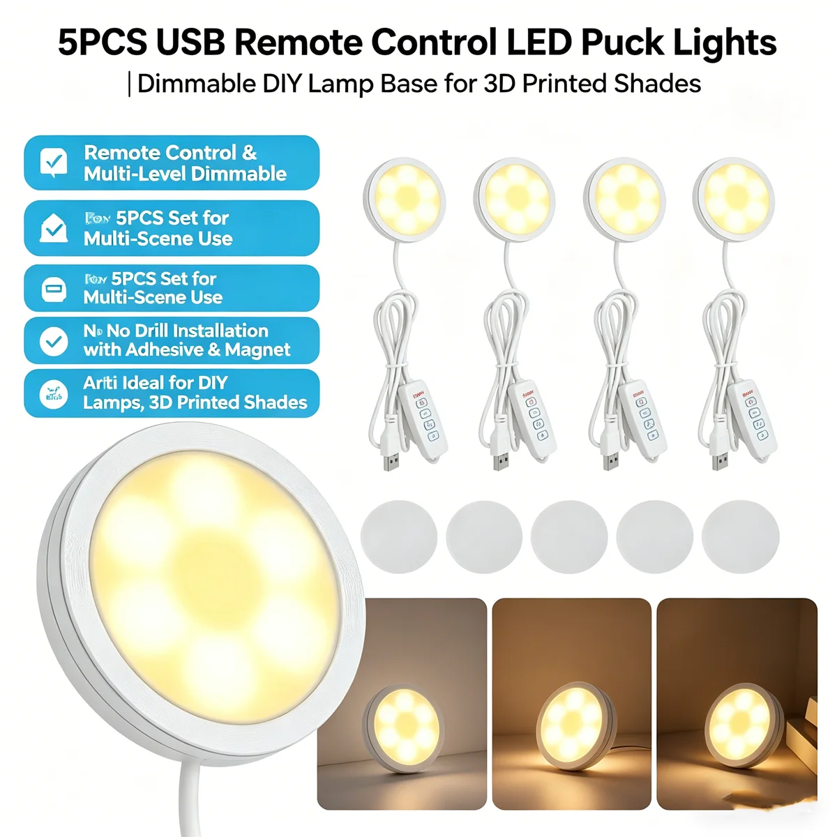 

For Bambu Lab Led Lamp Kit Adjustable Light Kit Led Light Parts Hardware DIY Model white /cold/warm light Without Lamp shell 001