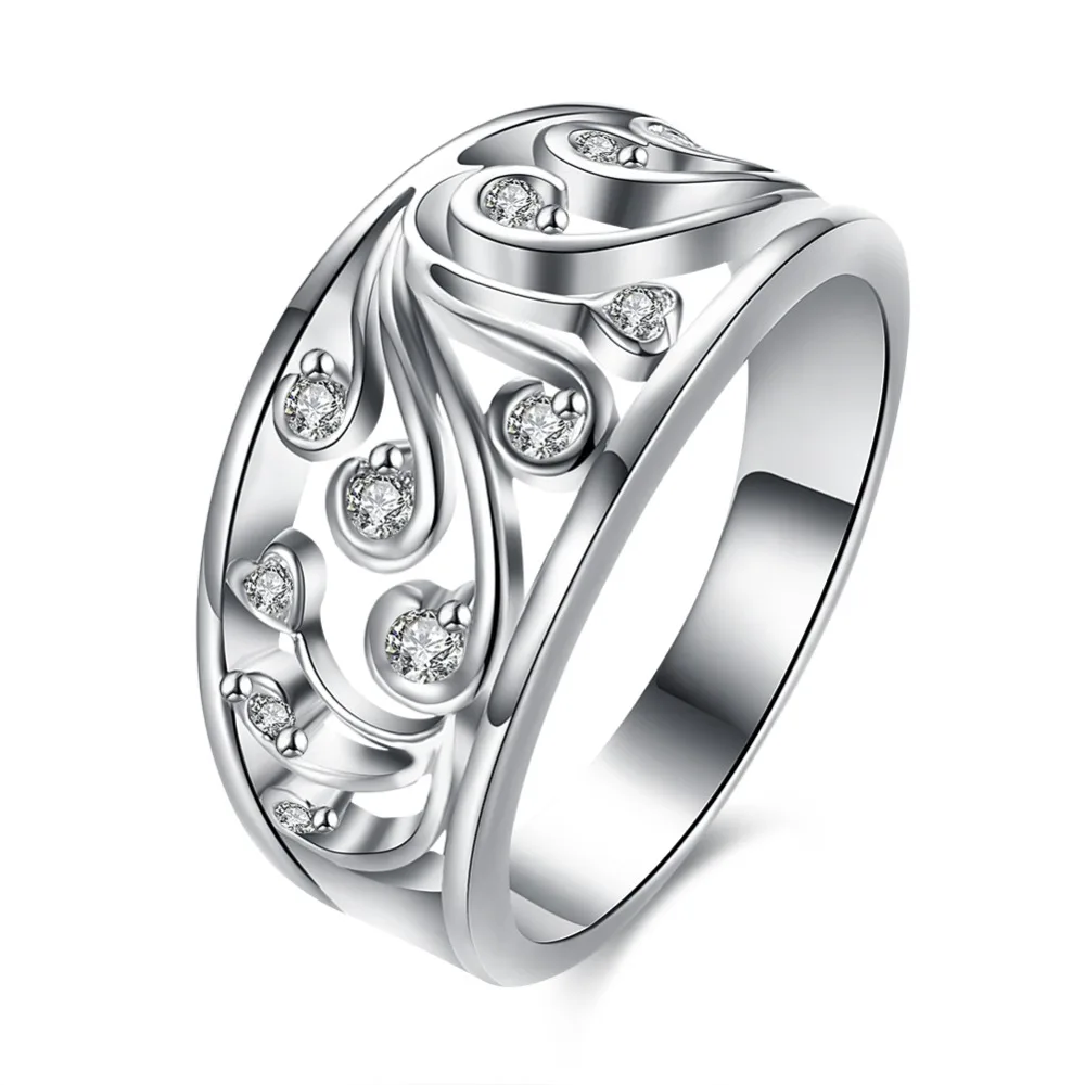 Prinzessin Mode Kristall Stein 925 Sterling Silber Ring Dame Geschenk Schmuck Verlobung Hochzeit Party Mit Österreichischen Kristall Niedlich