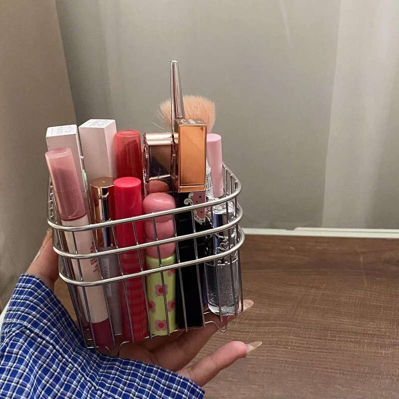 stainless-steel-metal-cosmetic-lipstick-storage-basket-desktop-organizer-tray-toiletry-miscellaneous-items-rack-holder