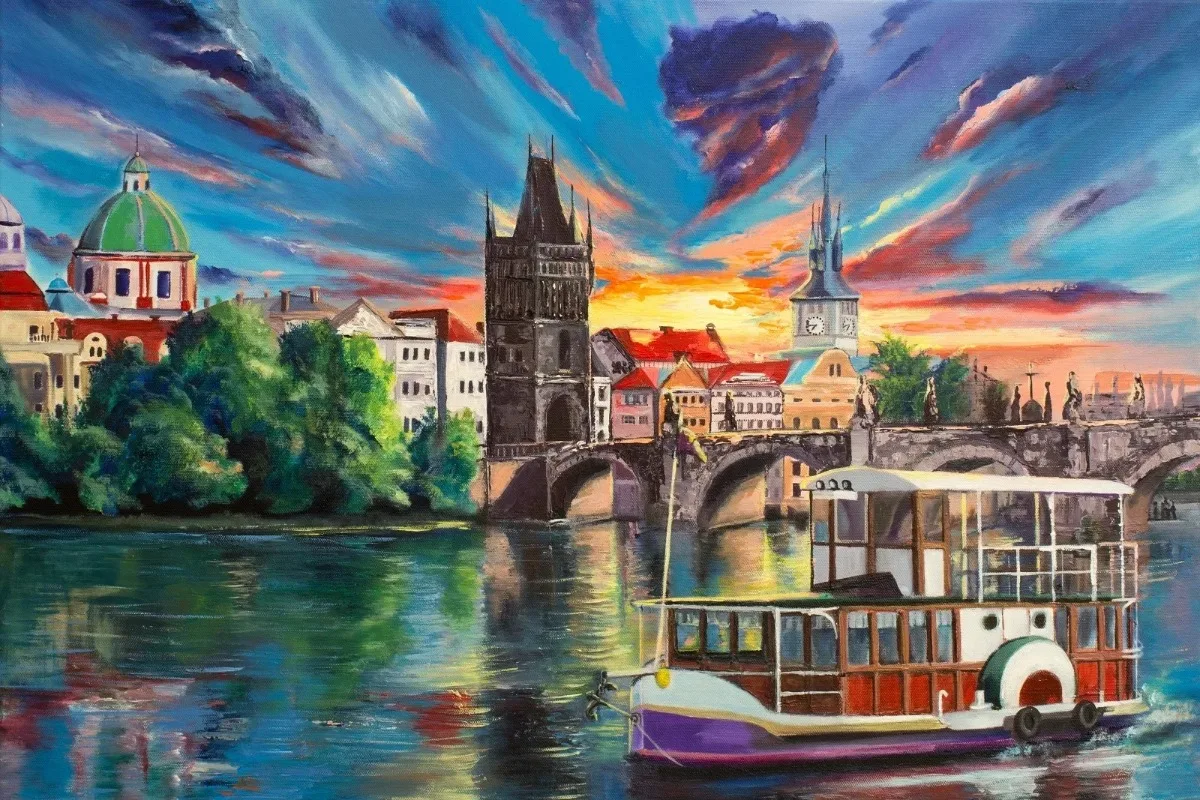 46*28cm Jigsaw Puzzles 500 Pieces Paper Beautiful Landscape Oil Painting Art Decompression Toys for Adults Family Games Prague