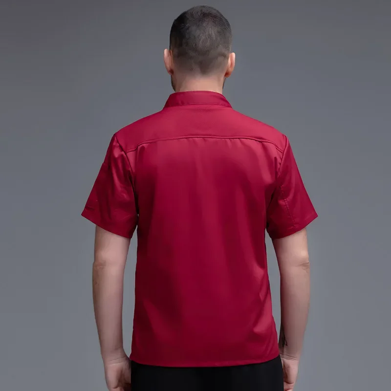 Uniforme de chef respirant à manches courtes pour hommes et femmes, veste de chef de restaurant, service alimentaire, hôtel, pâtisserie, cuisine, vêtements de travail