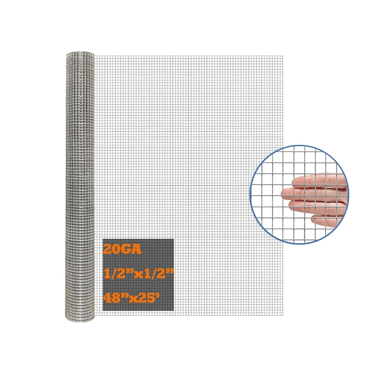 

48 in x 25 ft 1/2 in x 1/2 in 20 Gauge Galvanized Hardware Cloth Welded Wire Mesh