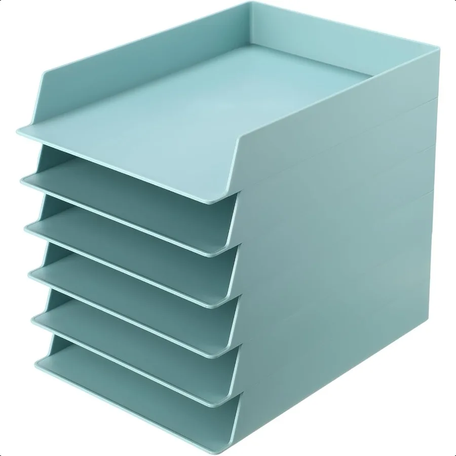 

6 Pack Stackable Paper Trays Plastic Letter Tray Desk Organizer Paper Holder Organizer Storage Office Desk Accories for Classr