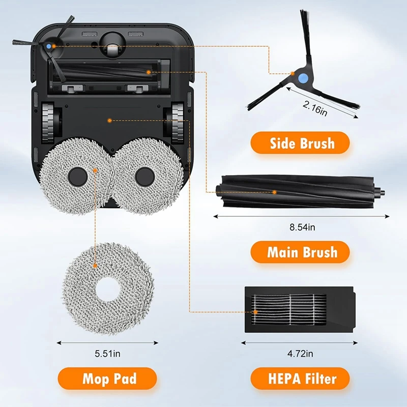 مجموعة ملحقات متوافقة مع ECOVACS DEEBOT ، X2 ، مكنسة كهربائية ، جزء بديل ، فرشاة رئيسية ، مرشح HEPA