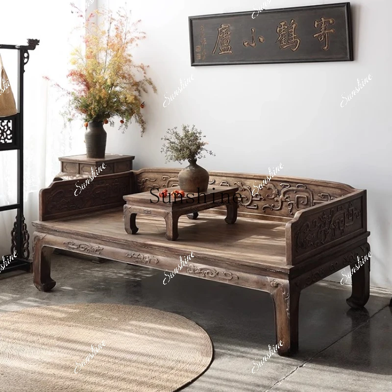 Double sofa bed solid wood Chinese concubine collapse Ming and Qing classical living room   FT