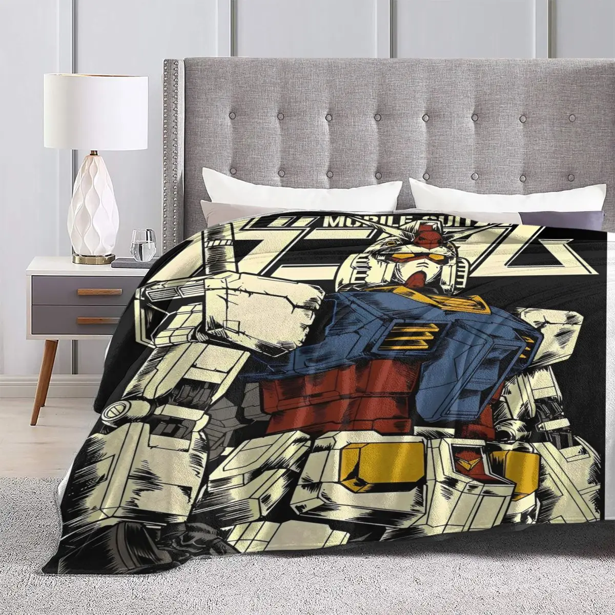 Gundam Blankets Quality Super Warm Cartoon Throw Blanket Spring Picnic Couch Bed Street Trend Bedspread