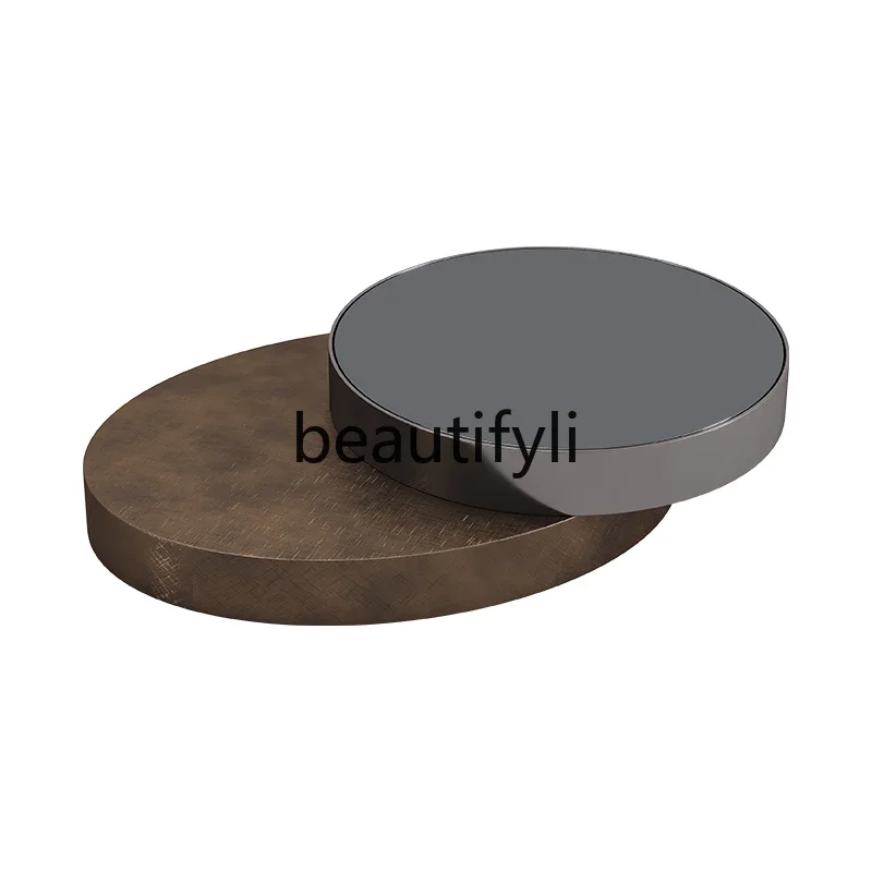 

Modern minimalist round coffee table Italian light luxury high-end rotatable designer combination coffee table