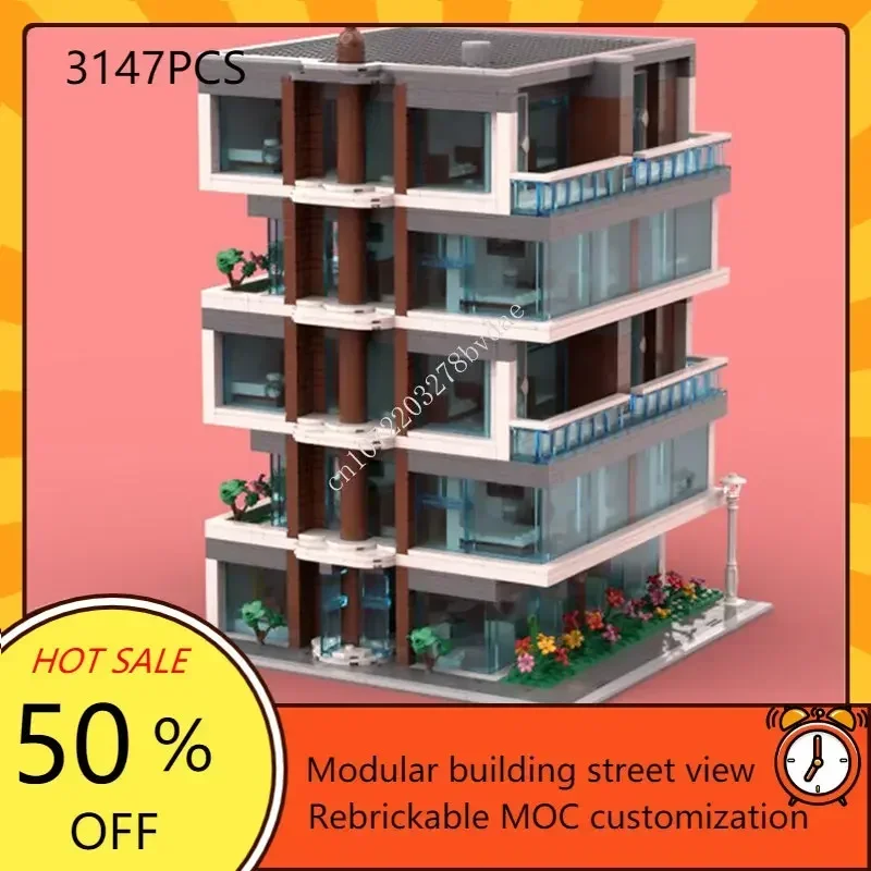 Sonnenschein Hotel modulare Moc kreative Straßen ansicht Modell Bausteine Architektur DIY Bildung Montage Modell Spielzeug Geschenke