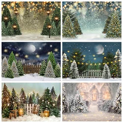 Mocsicka Winter Forest Photo Background Snow Scene Photo Christmas Tree Photography Backdrop Studio Photography Props