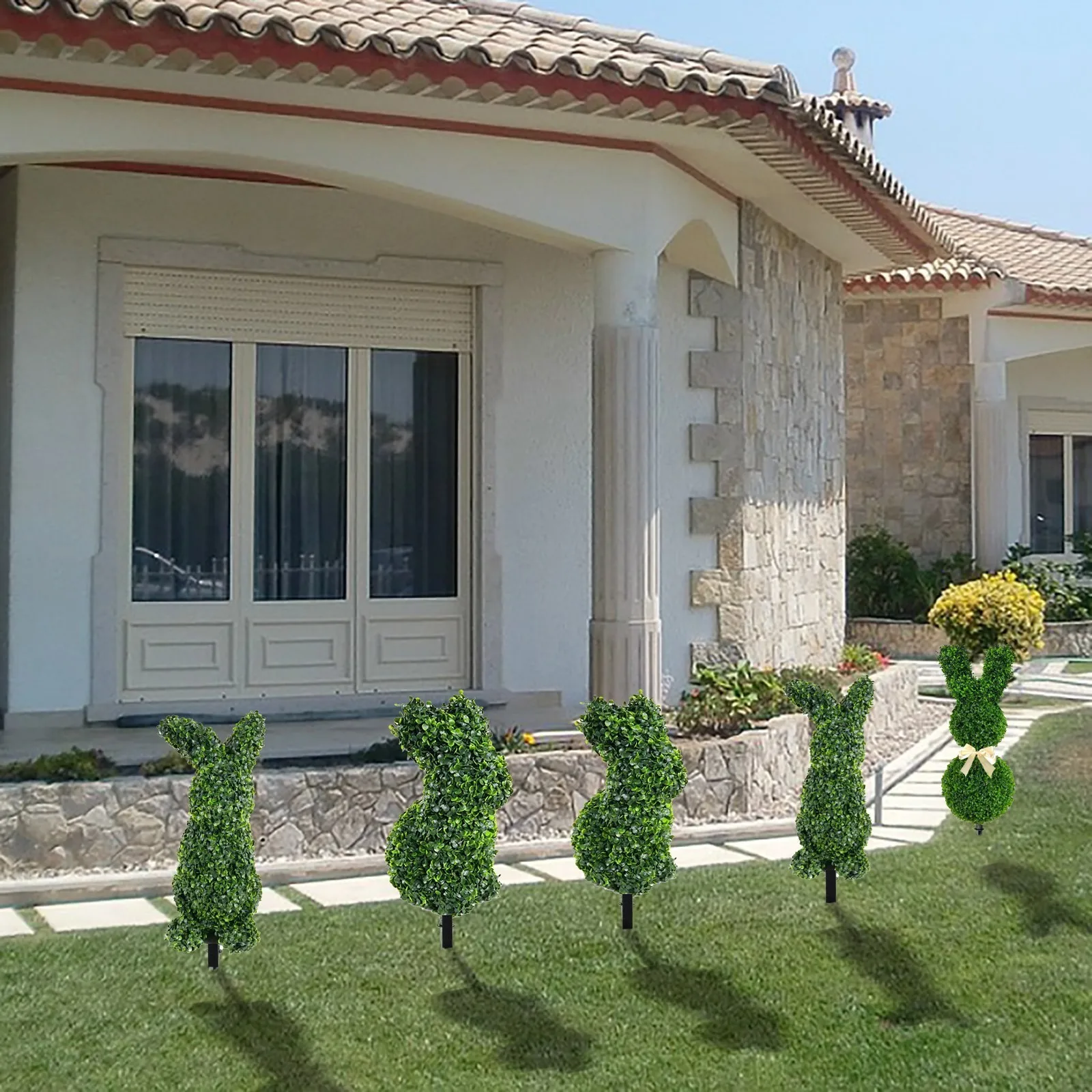 พืชรูปกระต่าย พืชสีเขียวเทียม เหมาะสําหรับตกแต่งระเบียงอีสเตอร์กลางแจ้งในร่ม