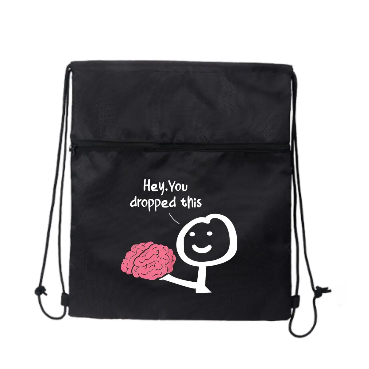 

Гумористическая сумка Brain Drop - вдохновленный текст Художественный дизайн Черная велосипедная сумка на молнии на шнурке Компактная для велосипедных предметов первой необходимости