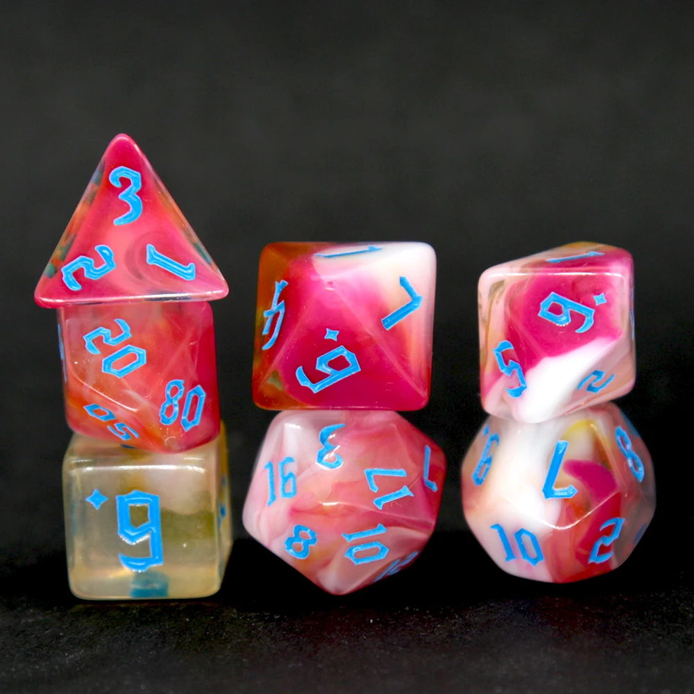 7-teiliges Sunset Swirl Polyed – Board Game Dungeons And Dragons Bewertung und Preis