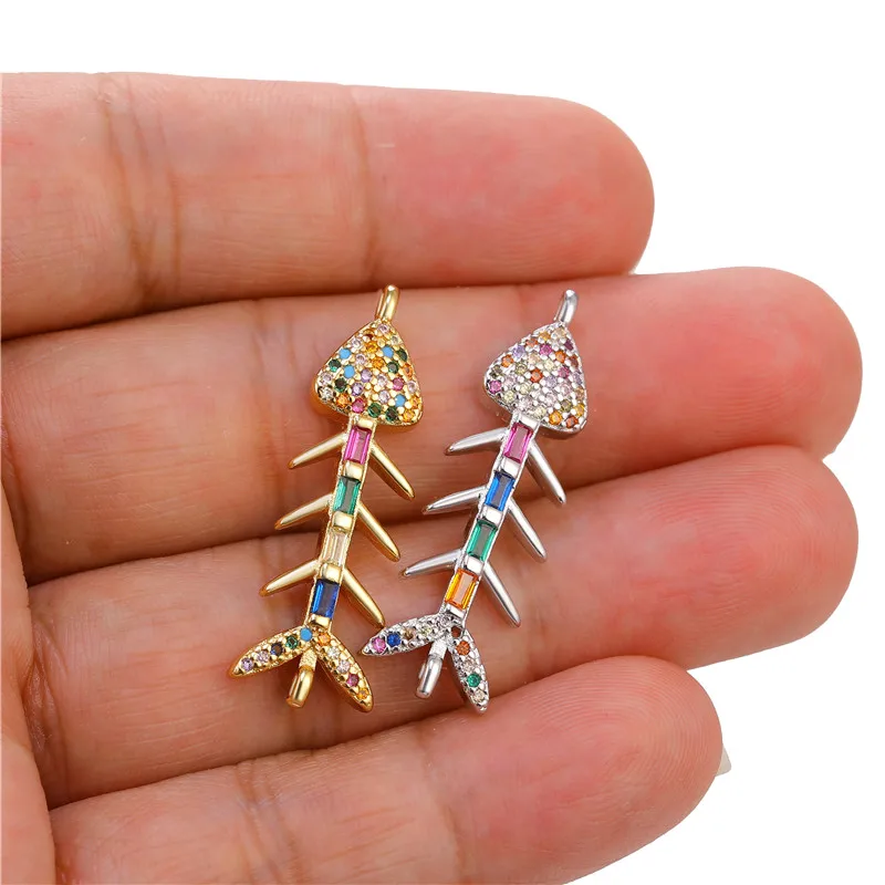 Juya DIY 18K Gold Plated Rainbow Zirconia Lucky Gecko Charms Connector For DIY Women Men Talisman Gift Jewelry Making