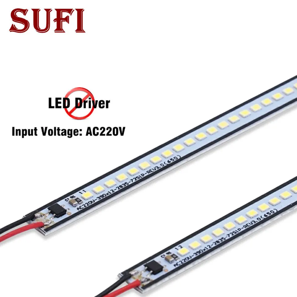 10Pcs AC220V LED Bar Light 30CM 40CM 50CM 60CM Strip Lights 2835SMD White/Warm White LED Rigid Strip Cabinet Light Showcas Light